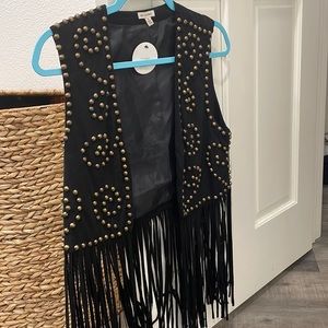 Black Fringed Vest